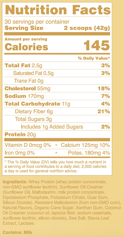 Vava Voom Vanilla Protein Shake Ingredients label Truvy